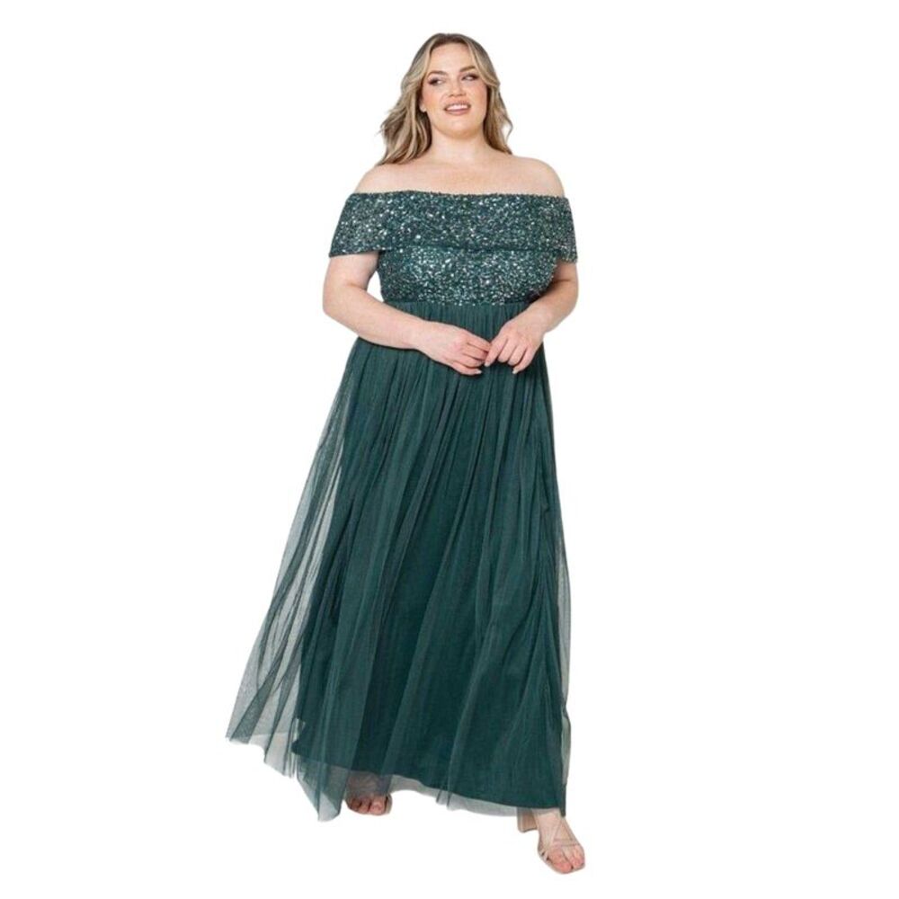 Deluxe Womens/Ladies Maxi Off  Gown / Emerald
